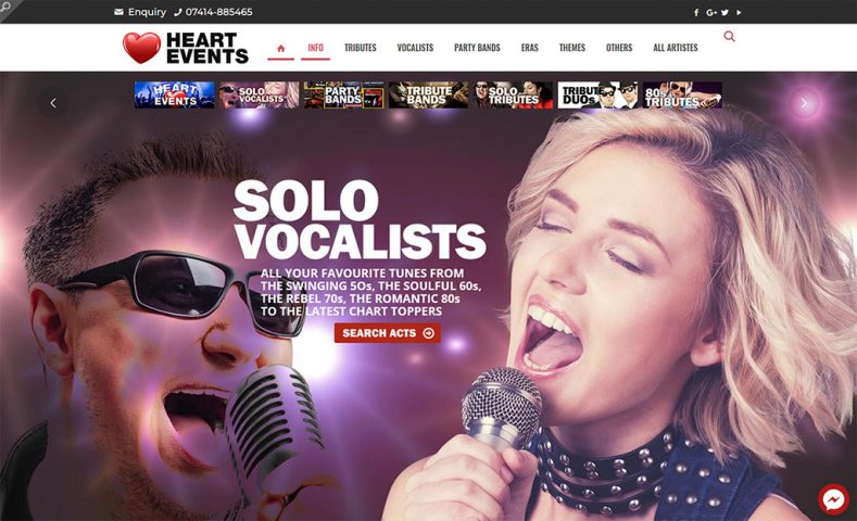 Brand new website for HEART EVENTS Live Music Booking Agency